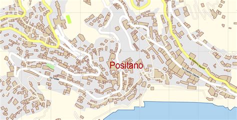 Amalfi Coast Sorrento Salerno Italy Map Vector Exact City Plan High