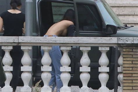 Rocío Muñoz Morales Topless Boobs During a Photoshoot at villa Borghese in Rome NSFW
