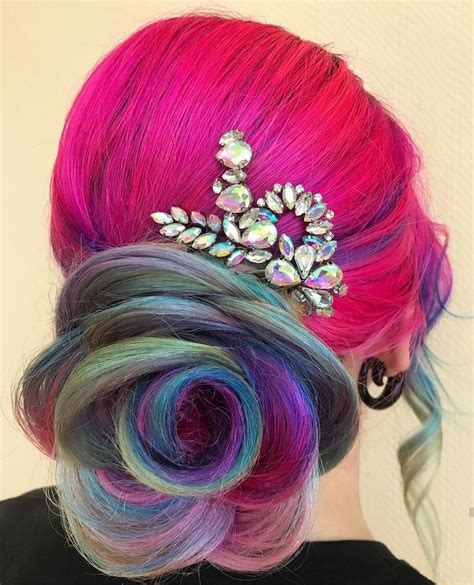 Gorgeous Multicolored Hair Bun Hairstyles Hair Color
