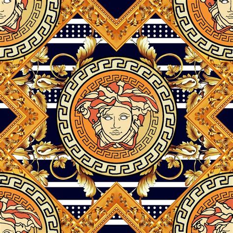 An Ornate Gold And Blue Pattern With Two Women In The Center On A Black Background