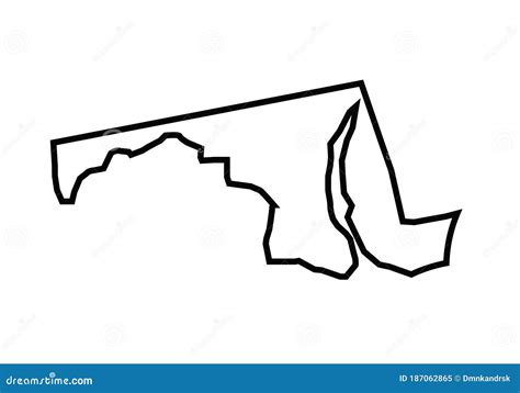 Maryland Outline Map State Shape Stock Vector Illustration Of