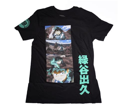 My Hero Academia Mens T Shirt Deku Panels And Kanji Images