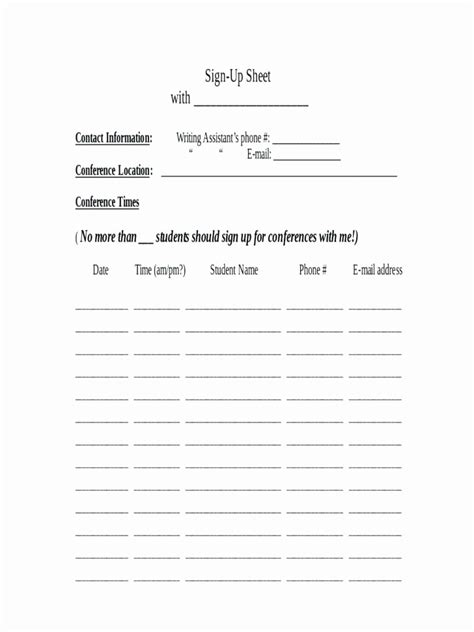 50 Pta Meeting Sign In Sheet