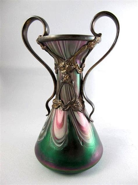 Vases Home Decor Magnificent Circa 1890 Antique Art Nouveau Art Glass Vase In Metal Armature