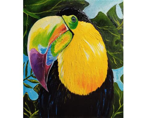 Toucan Painting Original Artwork Tropical Bird Painting Nature Etsy