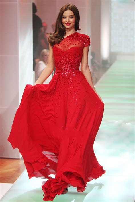 Miranda Kerr Red Sequined One Shoulder Prom Evening Dresses | Miranda ...