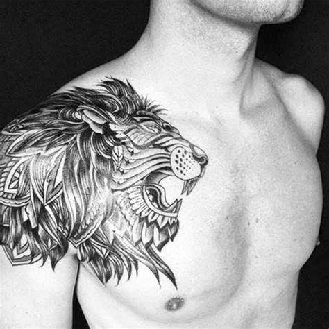 Man Shoulder Chest Lion Tattoo Erkek Omuz Kol Aslan