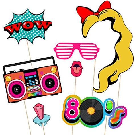 80s Party Photo Booth Props 1980s Theme Birthday Decoration Stickpack