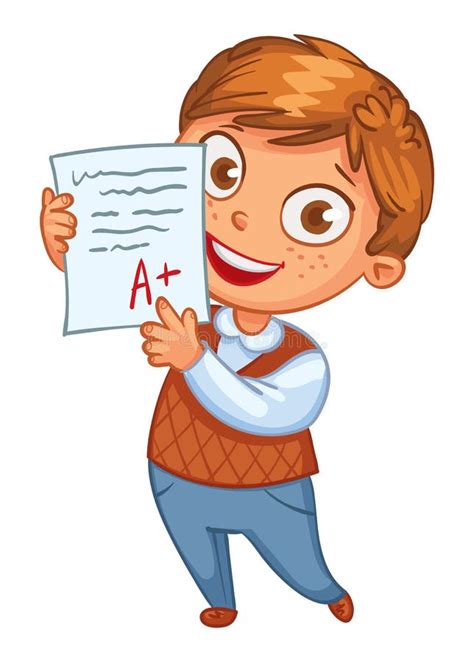 Boy Showing Perfect Test Results Stock Vector Illustration Of