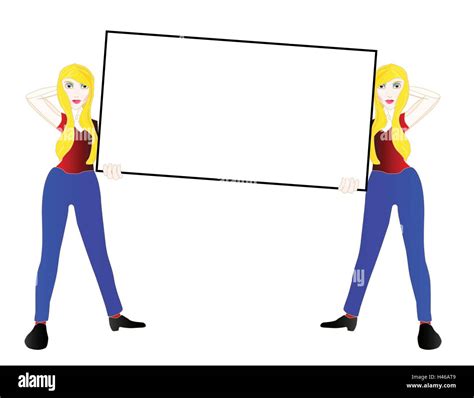 Two Girls Holding A Sign Against A White Background Stock Vector Image And Art Alamy