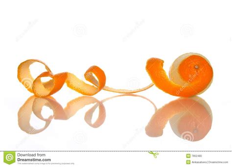 Orange With Peeled Spiral Skin Stock Photo Image Of Citrus Juicy