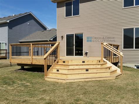 Simple Cedar Deck With Corner Stairs For Patio Expansion Deck And