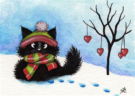 Winter Kitty Cat Painting By Amylyn Bihrle