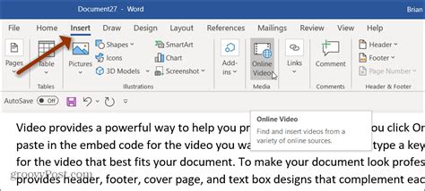 How To Insert A Youtube Video In A Word Document