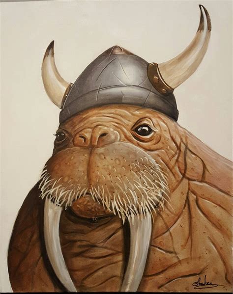 Sven 24x30 Painting Viking Walrus Animal Art Art Ocean Mammal