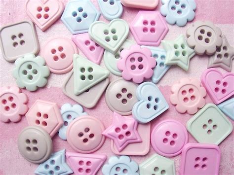 Cute Assorted Shapes Buttons In Mixed Pastel Colors Pretty Pastel