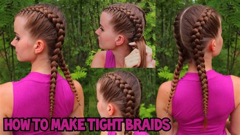 How To Braid Tight Braids To Your Own Hair 2 Dutch Braids Easy Hairstyles Youtube