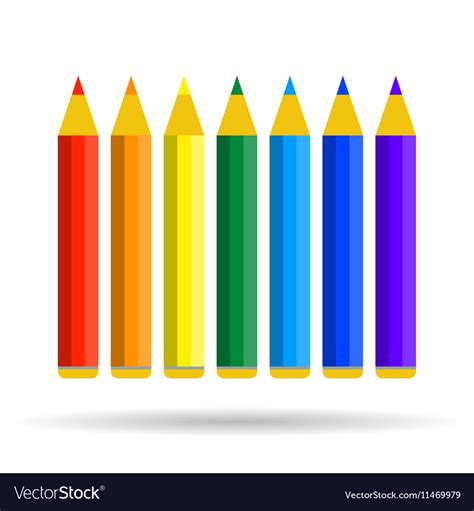 Seven Pencils Of Rainbow Colors Royalty Free Vector Image