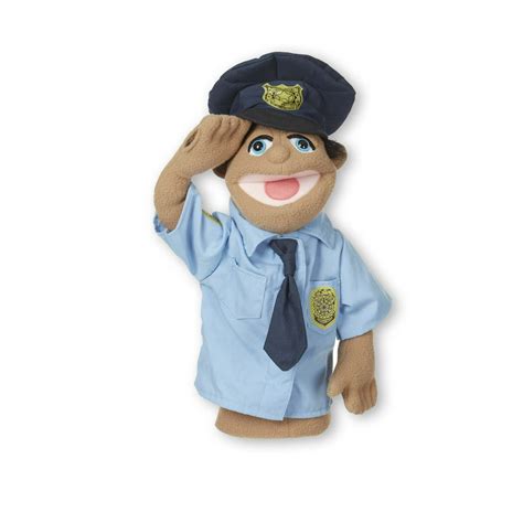 Melissa And Doug Police Officer Puppet Detachable Wooden Rod For