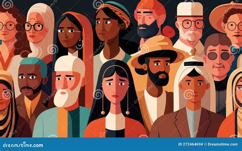 Unity In Diversity Illustration Of A Diverse Group Of People From Different Cultures Stock