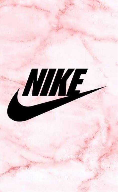 The Nike Logo Is Shown On A Pink Marble Background With Black And White
