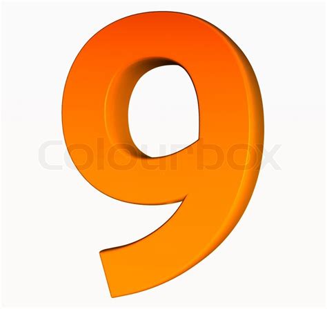 Orange Alphabet Number 9 3d Isolated Stock Image Colourbox