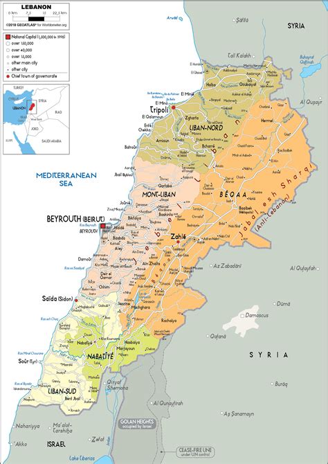 Large Size Political Map Of Lebanon Worldometer