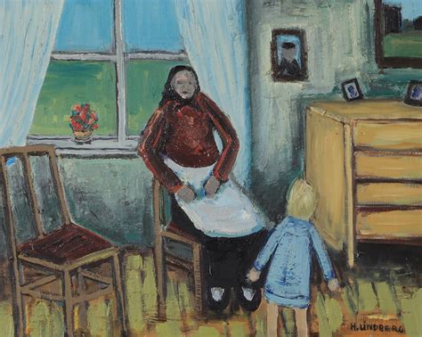 oidentifierad konstnÄr mamma med barn olja på duk signerad h lindberg barnebys