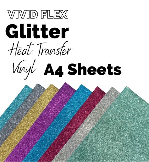 A4 Glitter Vivid Flex Heat Transfer Vinyl 12 Colours Picture