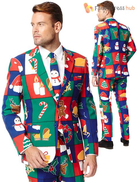Mens Deluxe Christmas Opposuit Adult Xmas Festive Oppo Suit Fancy Dress