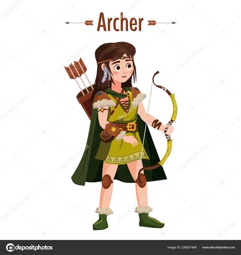 Archer Girl Warrior With Bow Arrows Quiver European Medieval