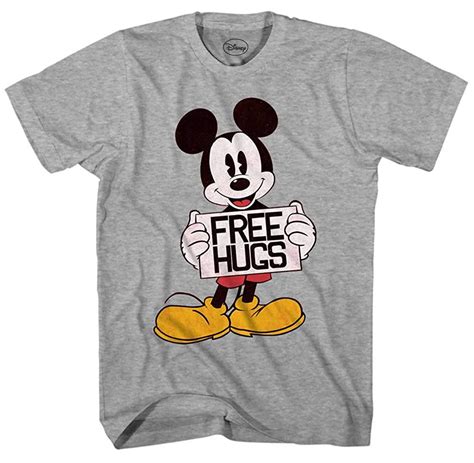 Disney Mens Mickey Mouse Shirt Free Hugs Adult Graphic Tee T Shirt