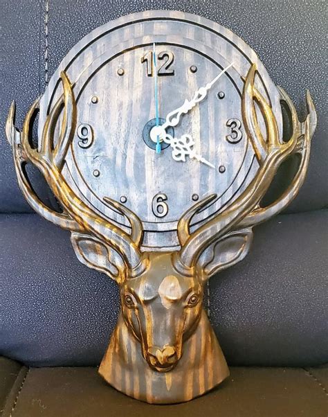 Deer Wall Clock 3d Carved Etsy In 2021 Deer Wall Wall Clock Deer