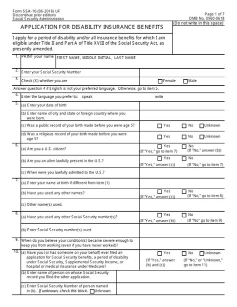 Ssi Application Form Printable Printable Forms Free Online