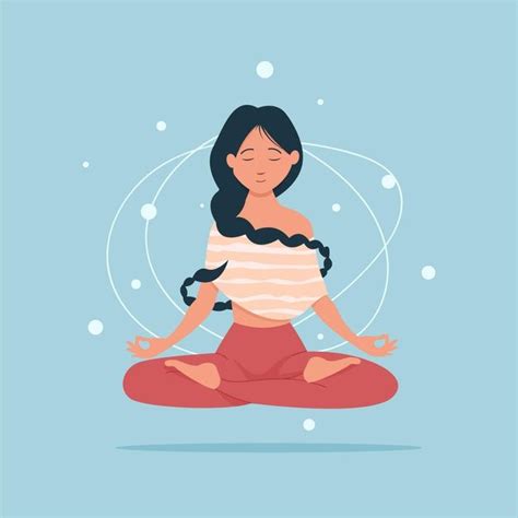 Free Vector Relaxed Woman Meditating Yoga Illustration Yoga Art