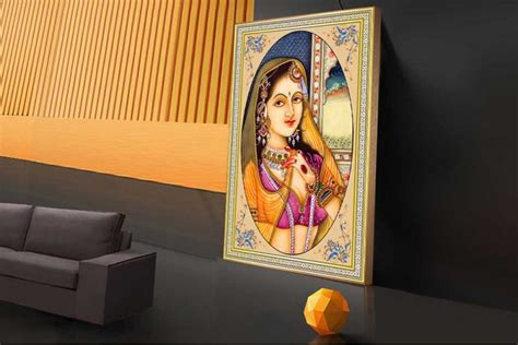 Indian Miniature Painting Rajasthani Lady Princess 003l
