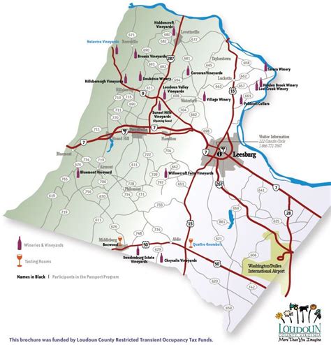 Map Of Loudoun County Wine Trails Winetrail Winetasting Wine Trails