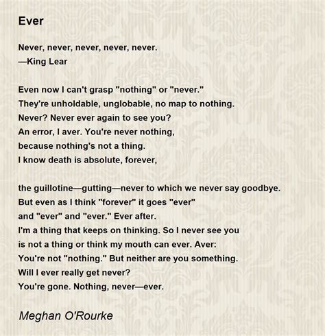 Ever Ever Poem By Meghan Orourke