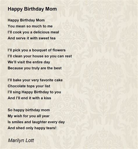 Happy Birthday Mom Happy Birthday Mom Poem By Marilyn Lott