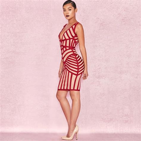 Sexy Bandage Dress Women Summer Dress 2018 Geometric Tank Red Bodycon Dress Bandage Party Prom