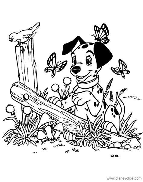 Printable coloring pages of cruella de vil, pongo, perdita and puppies from disney's 101 dalmatians. 101 Dalmatians Coloring Pages (6) | Disneyclips.com