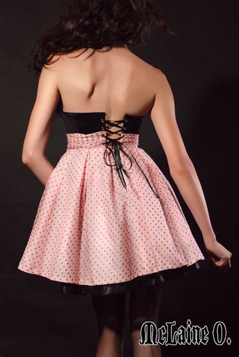 Items Similar To Pink And Black Polka Dot Party Dress On Etsy