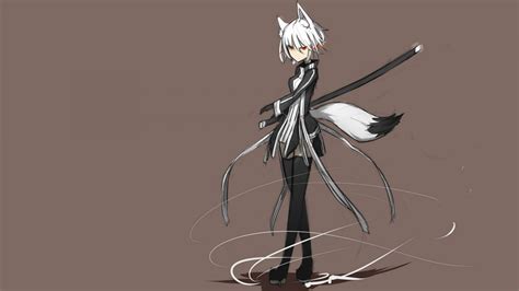 Wallpaper Drawing Illustration Nekomimi White Hair Weapon Katana