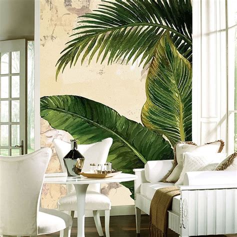 Custom Photo Wallpaper Mural Tropical Palm Banana Leaves Bvm Home