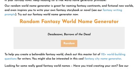 Tool Writing A Game Script Try This 濾 Fantasy World Name Generator
