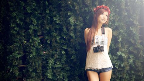 Sunlight Forest Women Model Portrait Long Hair Asian Photography