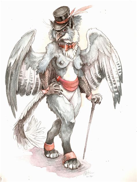 Rule 34 Avian Beak Breasts Cane Female Gryphon Hat Ironfeathers Looking At Viewer Nude Pussy