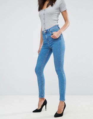 ASOS RIDLEY High Waist Skinny Jeans In Lily Wash Skinny Jeans