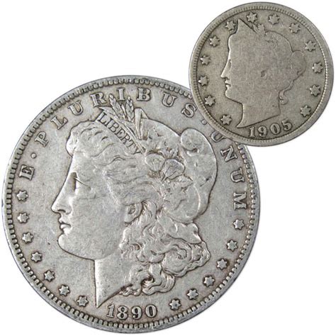 1890 O Morgan Dollar Vf Very Fine 90 Silver With 1905 Liberty Nickel G