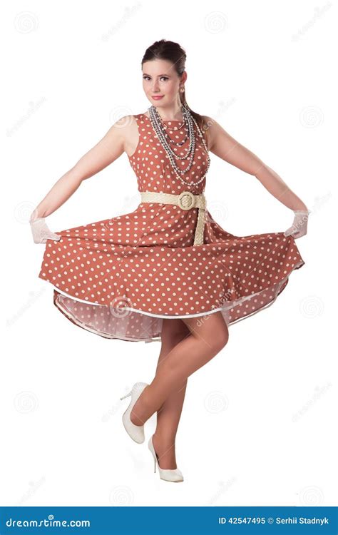 Girl In Polka Dot Dress Stock Image Image Of Dress Gloves 42547495